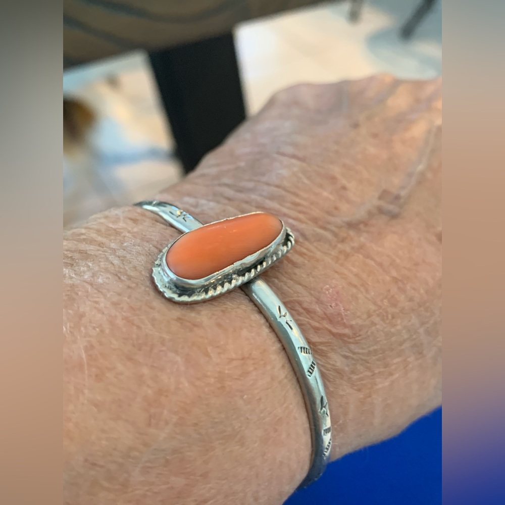 Vintage hand made Navajo sterling and coral bracelet